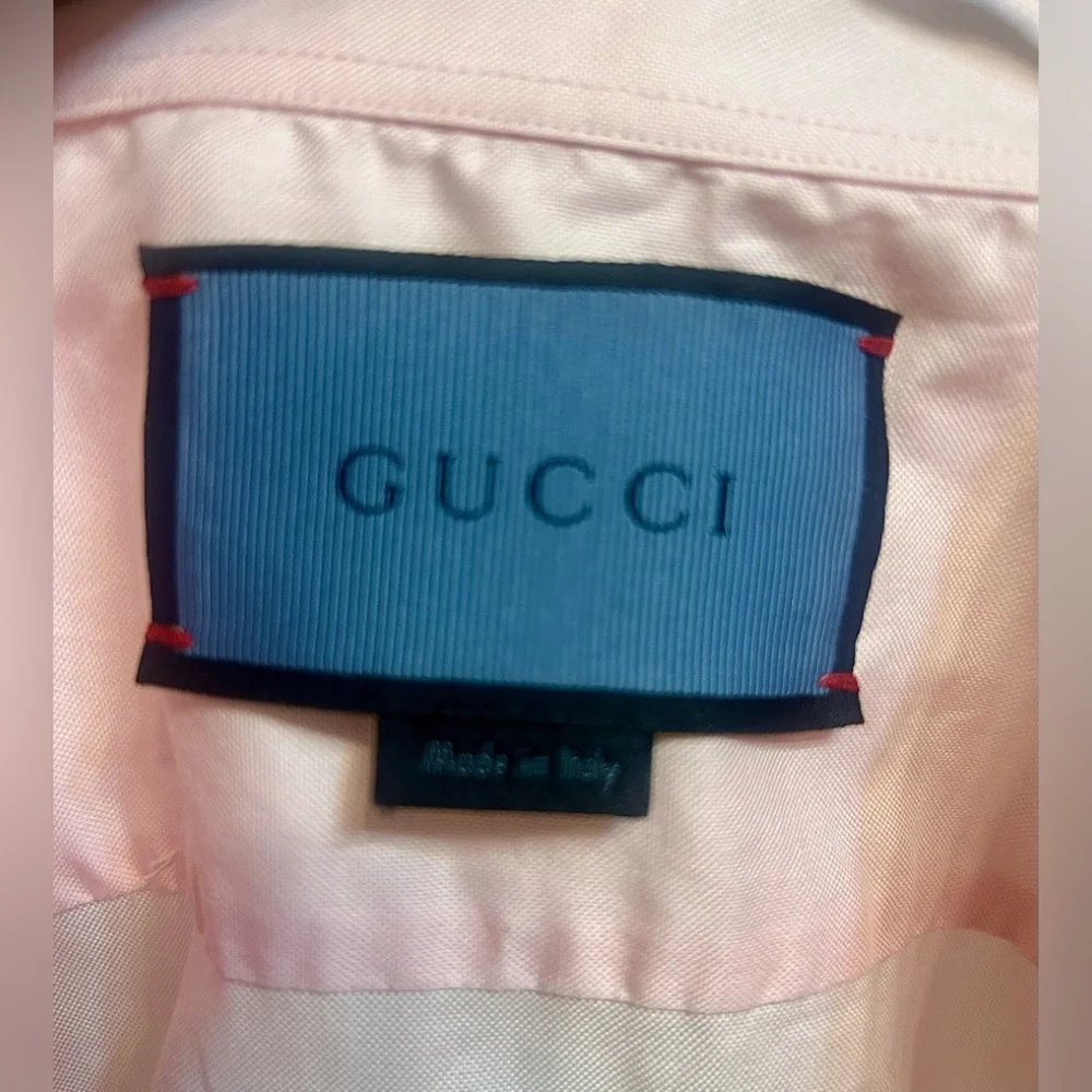 GUCCI Men’s Long Sleeve Button-Up Shirt – Pink Cotton Approx Size XXL–XXXL Italy